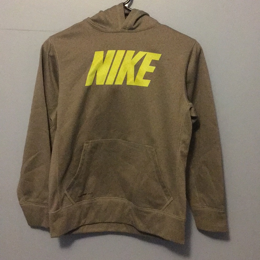 Boys Nike Hoodie Grey/Green YL